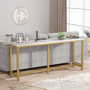 Turrella 70.9 in. Wood Gold Long Console Table, Modern Behind Sofa Couch Narrow Skinny Hallway Table