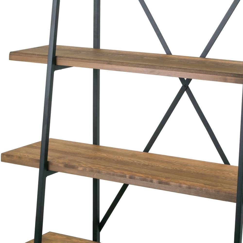 Industrial Medium Wood and Black Ladder Etagere
