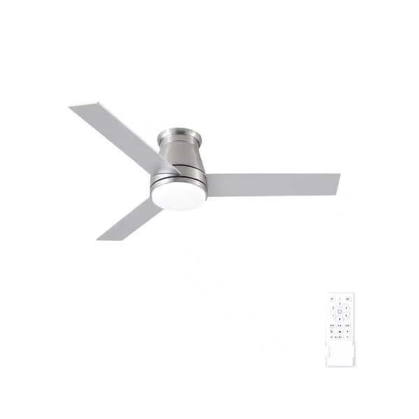 Jushua 48 in. Bruched Nickel Lowe Profile Ceiling Fan with Light