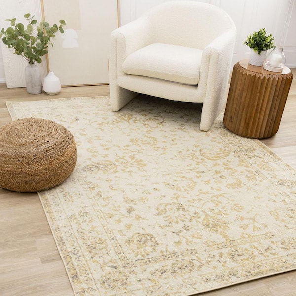 Caldera Collections 8 ft. x 11 ft. Beige Classic, Elegant Indoor Area Rug