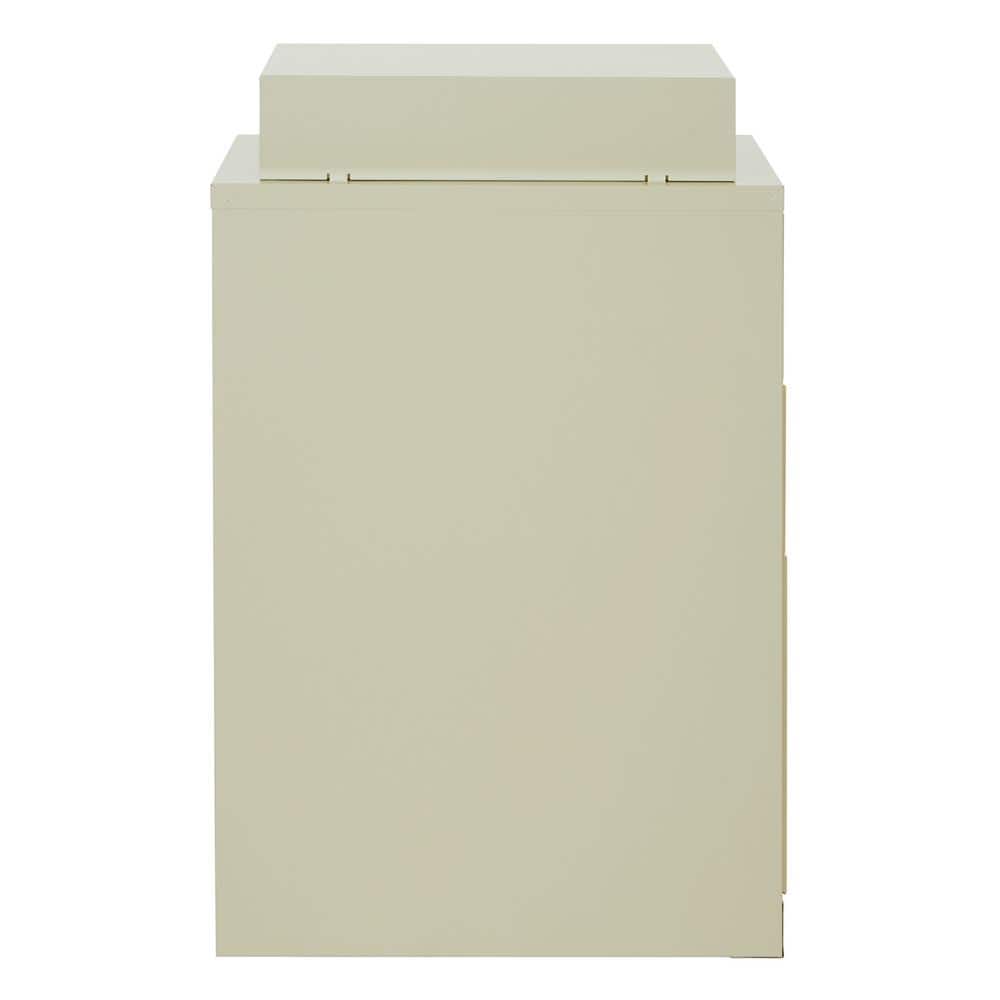 Tan Vertical 3 Drawer Lockable Metal File Cabinet with Top Shelf