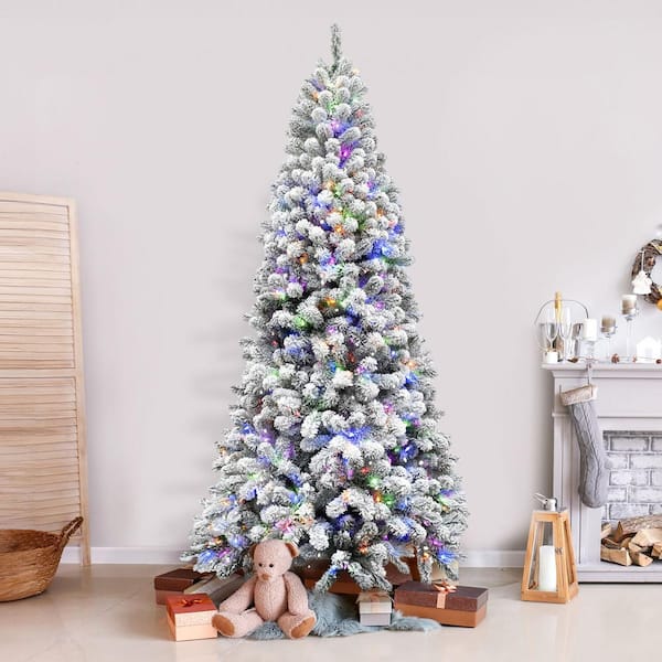 Fraser Hill Farm 10 ft. Pre-Lit Flocked Akaskan Pine Artificial