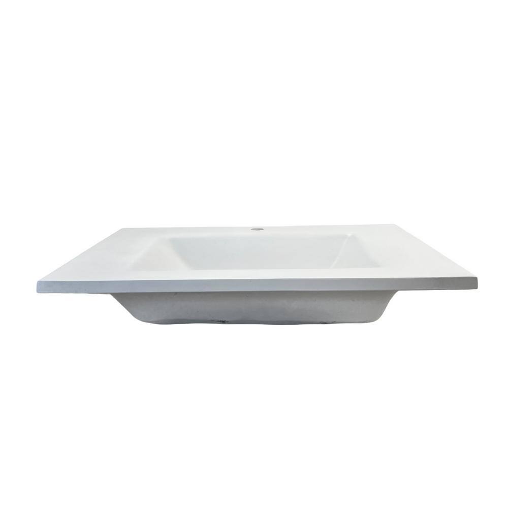 31'' White Concrete Single Bathroom Vanity Top with Integral Sink