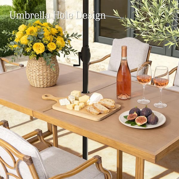 ULAX FURNITURE Arcadia 7-Piece Aluminum Swivel Outdoor Dining Set