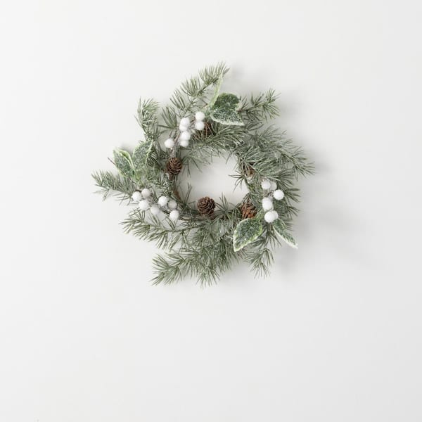 SULLIVANS 11 in. Unlit Green Pine Leaf And Berry Mini Artificial Christmas Wreath
