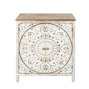 White-Washed Wood Storage Accent Cabinet