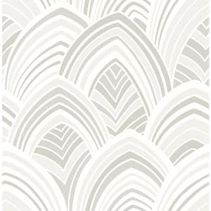 CABARITA White Art Deco Leaves Paper Strippable Roll (Covers 56.4 sq. ft.)