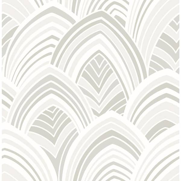 A-Street Prints CABARITA White Art Deco Leaves White Wallpaper Sample