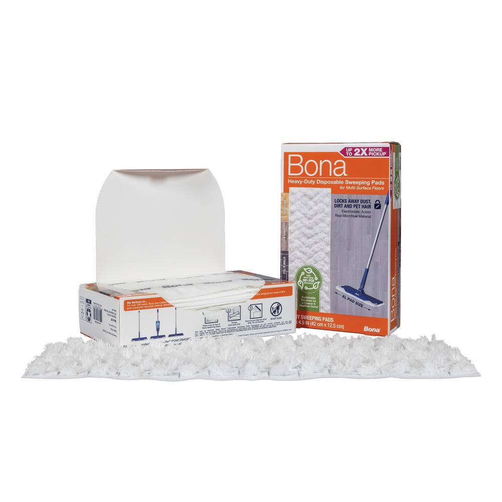 Bona 16.6 in. Heavy-Duty Disposable Dry Sweeping Refill Pads Unscented, 14-Count