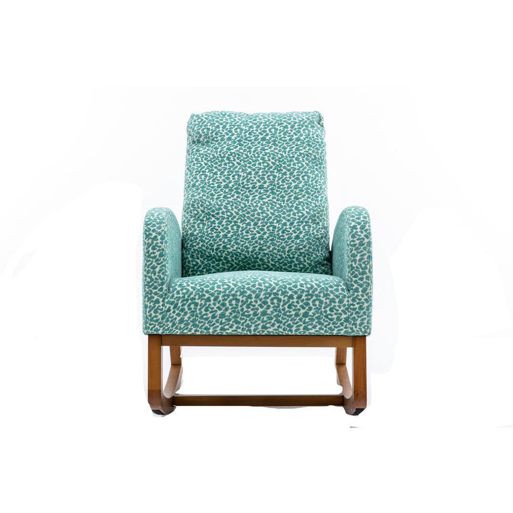 Leopard Teal Living Room Comfortable Rocking Chair Living Room Chair