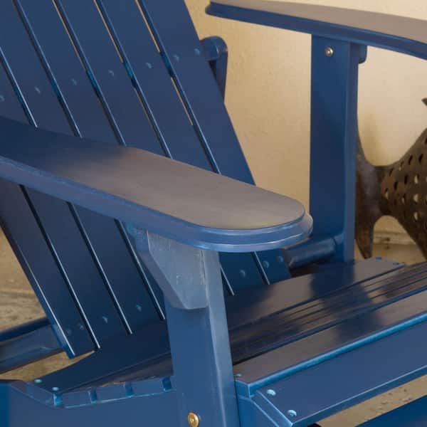 Noble House Hanlee Navy Blue Folding Wood Adirondack Chair 8056