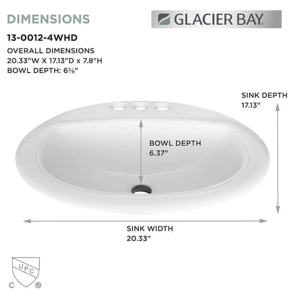 Aragon 20 in. Drop-In Oval Vitreous China Bathroom Sink in White