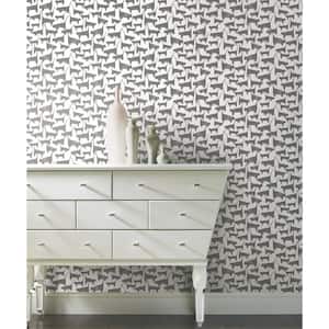 34.16 sq ft Cat Tails Black Peel and Stick Non-woven Wallpaper