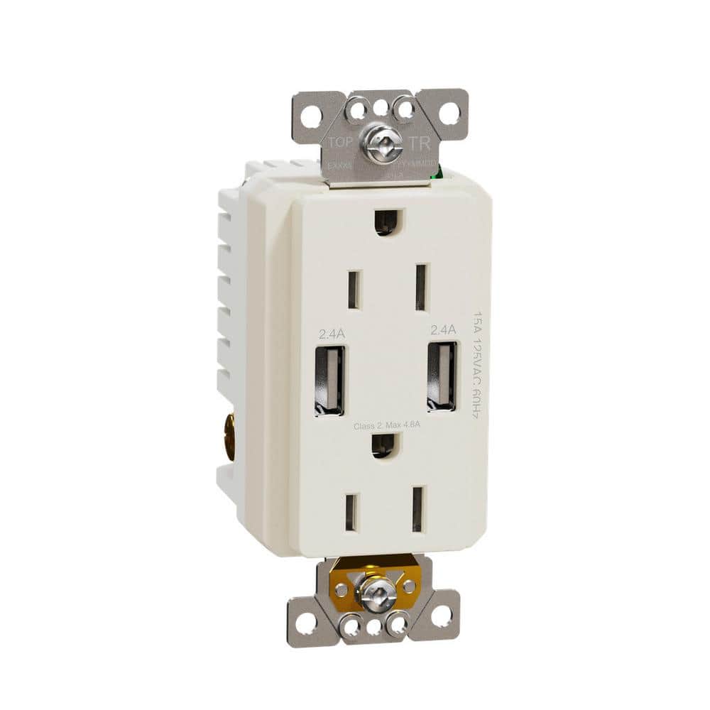 X Series 15 Amp 125V Tamper Resistant Indoor USB A/A 4.8 Amp Duplex Decorator Outlet Back Wire Clamps Matte Light Almond price history on PriceWatchPro