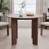 Dovelina 42 in. Natural Oak Wood Walnut Color 4 Legs Round Kitchen Table Dining Table Seats 4 HD-24092913