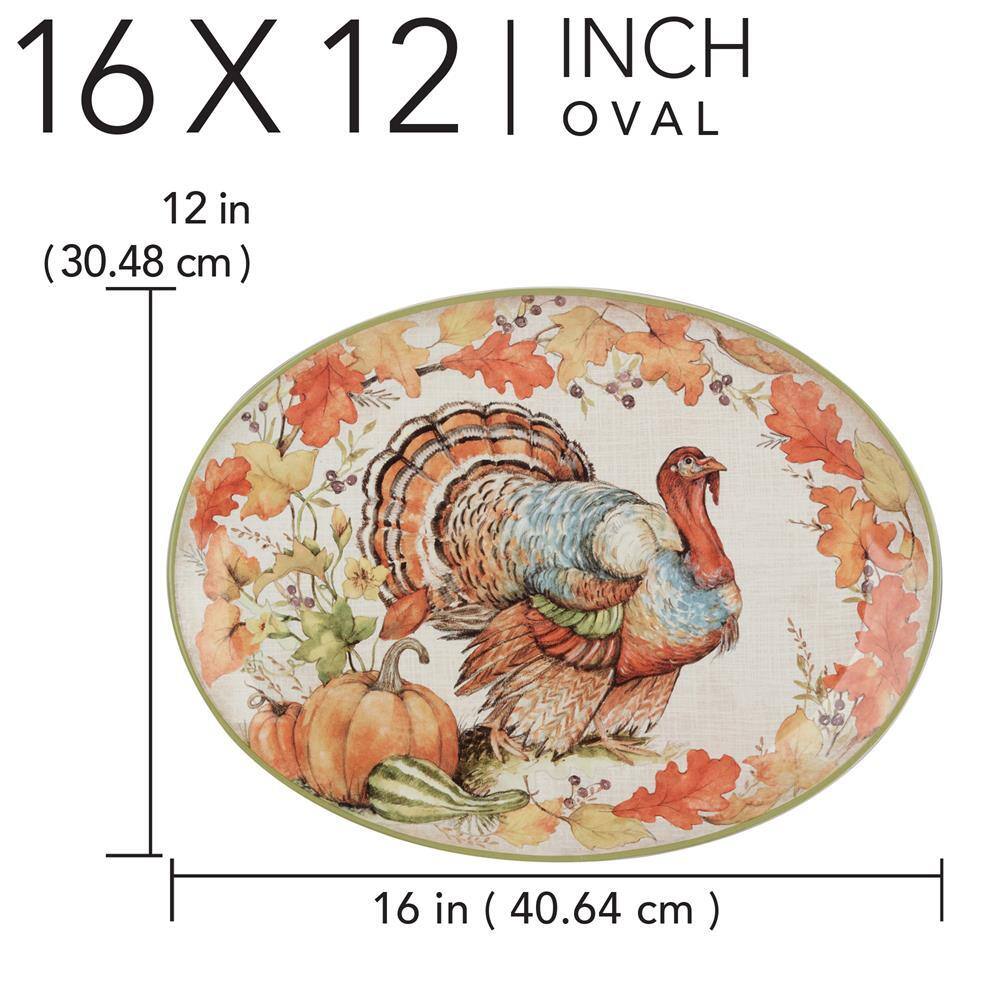 Autumn Breeze Ceramic Oval Turkey Platter