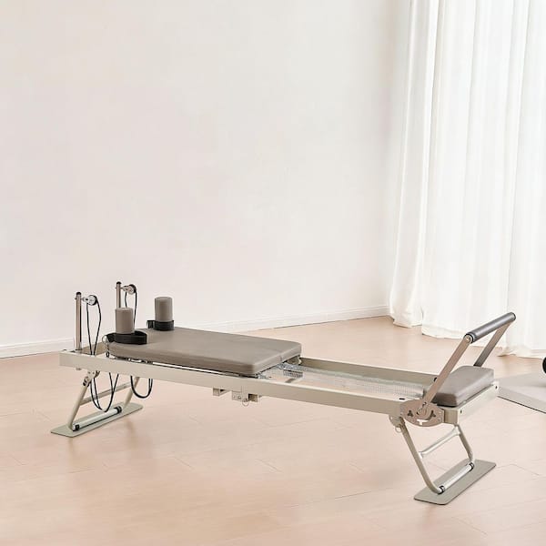Foldable Pilates Reformer, Pilates Bed with Dual Resistance for Advanced Users and Beginners, Pilates Workout Machine