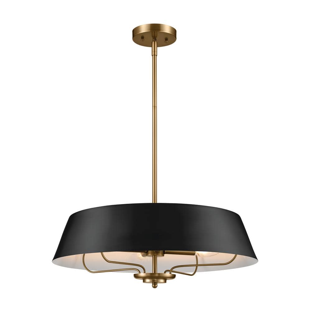 Luella 22 in. 4-Light Black Traditional Shaded Hallway Convertible Pendant Hanging Light to Semi-Flush price history on PriceWatchPro