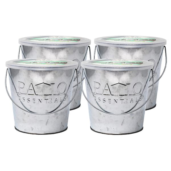 PATIO ESSENTIALS 17 oz. Citronella Candle Galvanized Bucket (4-Pack)