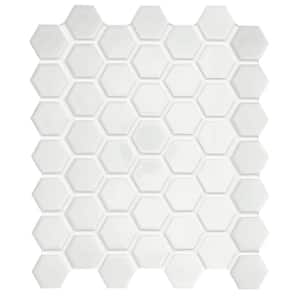 Restore Bright White 12 in. x 10 in. Glazed Ceramic Hexagon Mosaic Tile (9.72 sq. ft./Case)