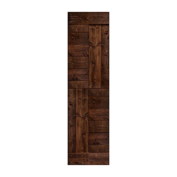 ISLIFE S Series 24 in. x 84 in. Kona Coffee Finished DIY Solid Wood Sliding Barn Door Slab - Hardware Kit Not Included