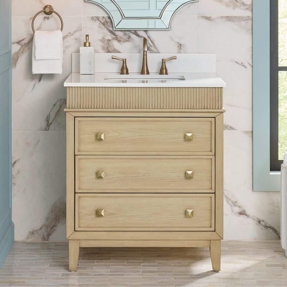 Home Decorators Collection Danby 30 in. Single Sink Platinum Oak