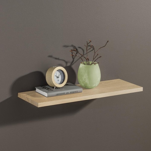 LITE FEELWOOD 23.6 in. W x 5.9 in. D x 0.75 in. Oak Sand Decorative Wall Shelf without Brackets