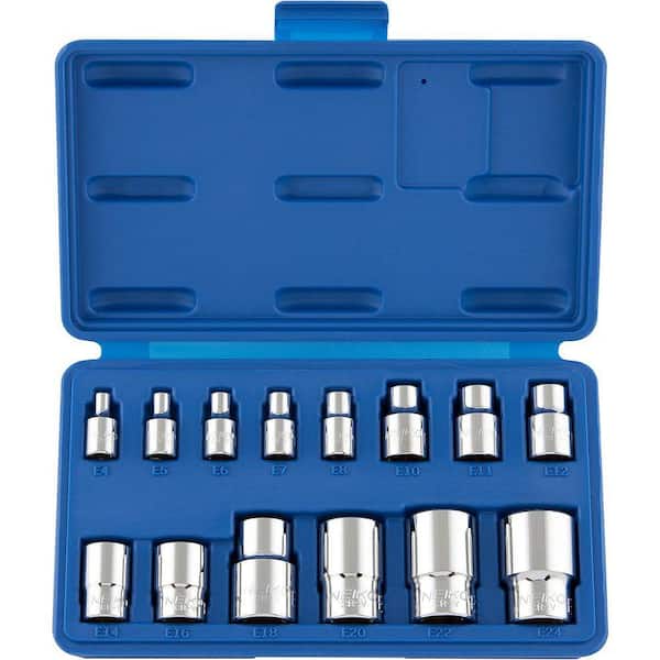 1/4 in. 3/8 in. and 1/2 in. Drive SAE External Torx Deep Socket Set (14-Piece)