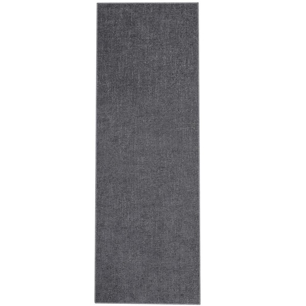 Modern Solid Rug Machine Washable Rug Low Pile Floor Cover Anti-stain Non-slip for Bedroom Hallway Dark Gray，2X6ft