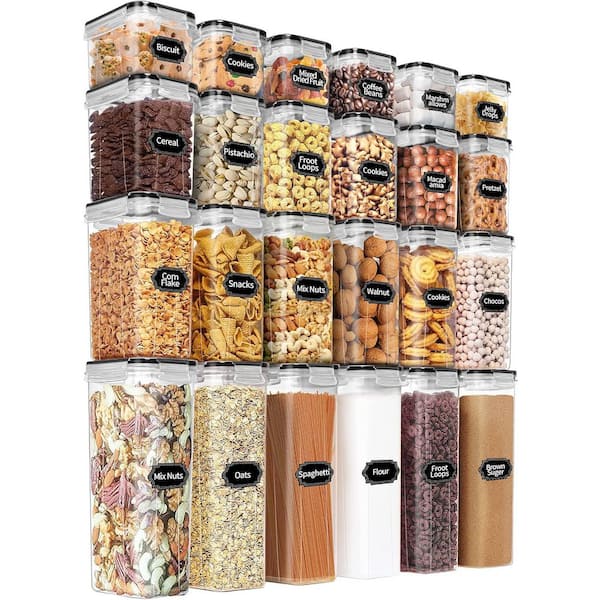 24Pcs Kitchen Airtight Food Storage Containers Set BPA Free Organization Leak-proof Plastic Canisters w/ Labels&Marker