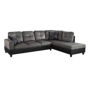 103.50 in. W Square Arm 2-piece Fabric L Shaped Modern Right Facing Chaise Sectional Sofa in Gray