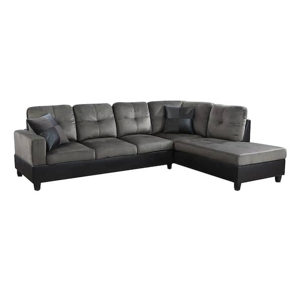 Star Home Living 103.50 in. W Square Arm 2-piece Fabric L Shaped Modern Right Facing Chaise Sectional Sofa in Gray