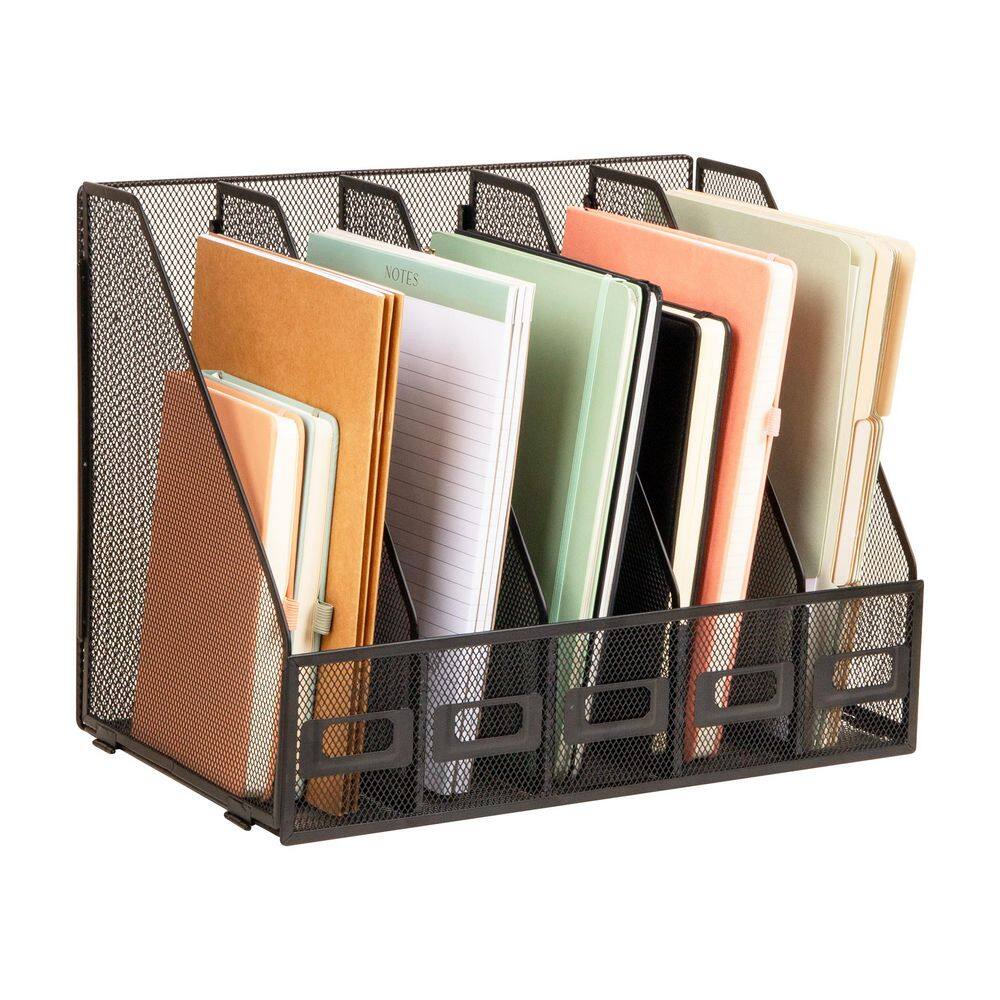 5-Compartment Vertical File Organizer, Desktop Paper Sorter, Office, Metal Mesh, Black price history on PriceWatchPro