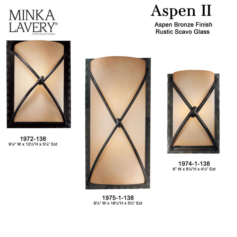 Aspen Bronze Dimmable Sconce with Rustic Scavo Glass Shade