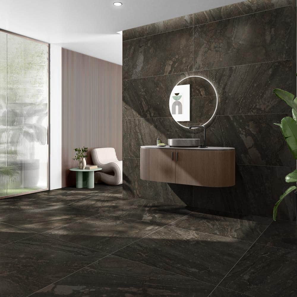 Esperanza Large Charcoal Black Matte Porcelain Tile