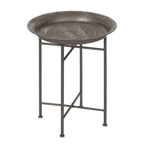 Mahdavi 16.53 in. Dark Silver Round Metal End Table