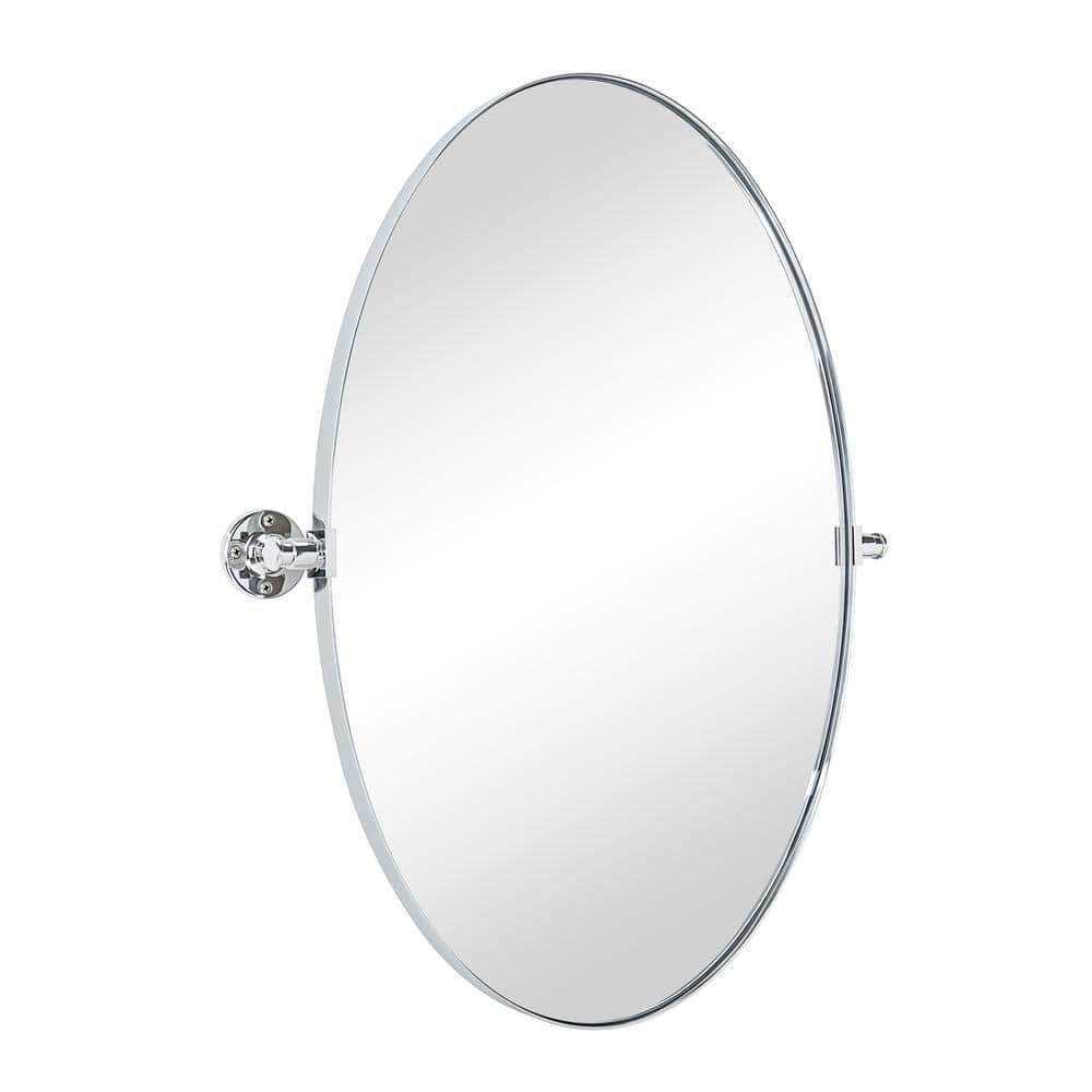 TEHOME 20 in. W x 30 in. H Small Oval Metal Framed Pivoting Tilting
