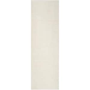 Eco-Friendly Ivory 2 ft. x 8 ft. Abstract Contemporary Runner Area Rug