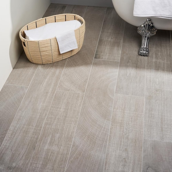 Montgomery Gray 8 in. x 48 in. Matte Porcelain Wood Look Floor and Wall Tile (15.49 sq. ft./Case)