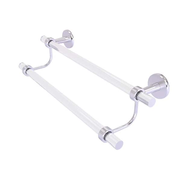 Allied Brass Clearview Collection 18 in. Wall Mounted Double Towel Bar with Groovy Accents in Satin Chrome