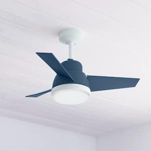 Valda 36 in. LED Indoor Indigo Blue Ceiling Fan with Light Kit and Remote