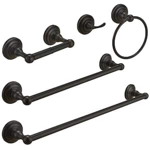 5-Piece Bath Hardware Sets with 2-Towel Bars/Racks, Towel/Roe Hook, Toilet Paper Holder in Oil Rubbed Bronze