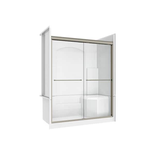 Accessible Living Alliance 60 in. L x 30 in. W x 77.5 in. H Alcove Left Drain Shower Door Kit in Brushed Nickel