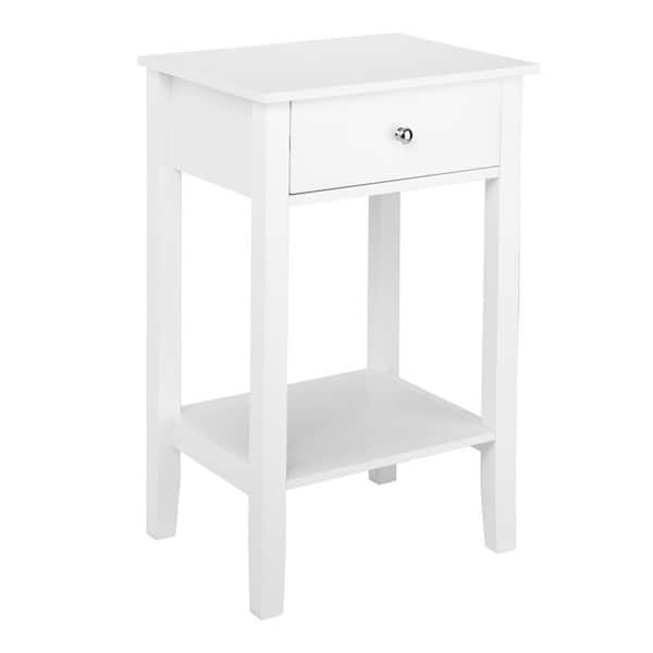 1-Drawer White Nightstand (27.56 in. H x 18.11 in. W x 13.78 in. D)