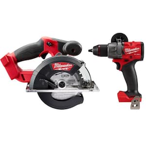 M18 FUEL 18V Lithium-Ion Brushless Cordless Metal Cutting 5-3/8 in. Circular Saw w/Metal Blade & M18 Hammer Drill