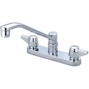 Double-Handle Cast Brass Standard Kitchen Faucet in Polished Chrome