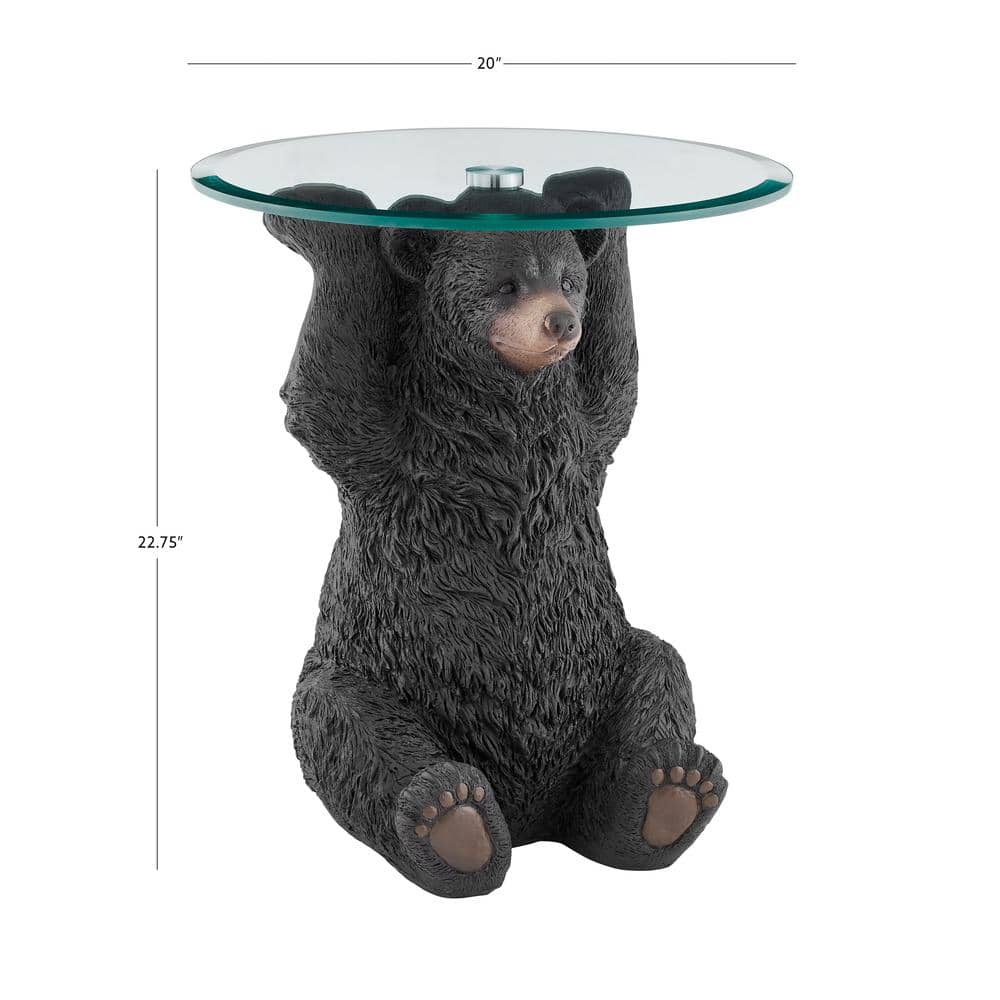 Barney Bear Round Glass and Resin Side Table
