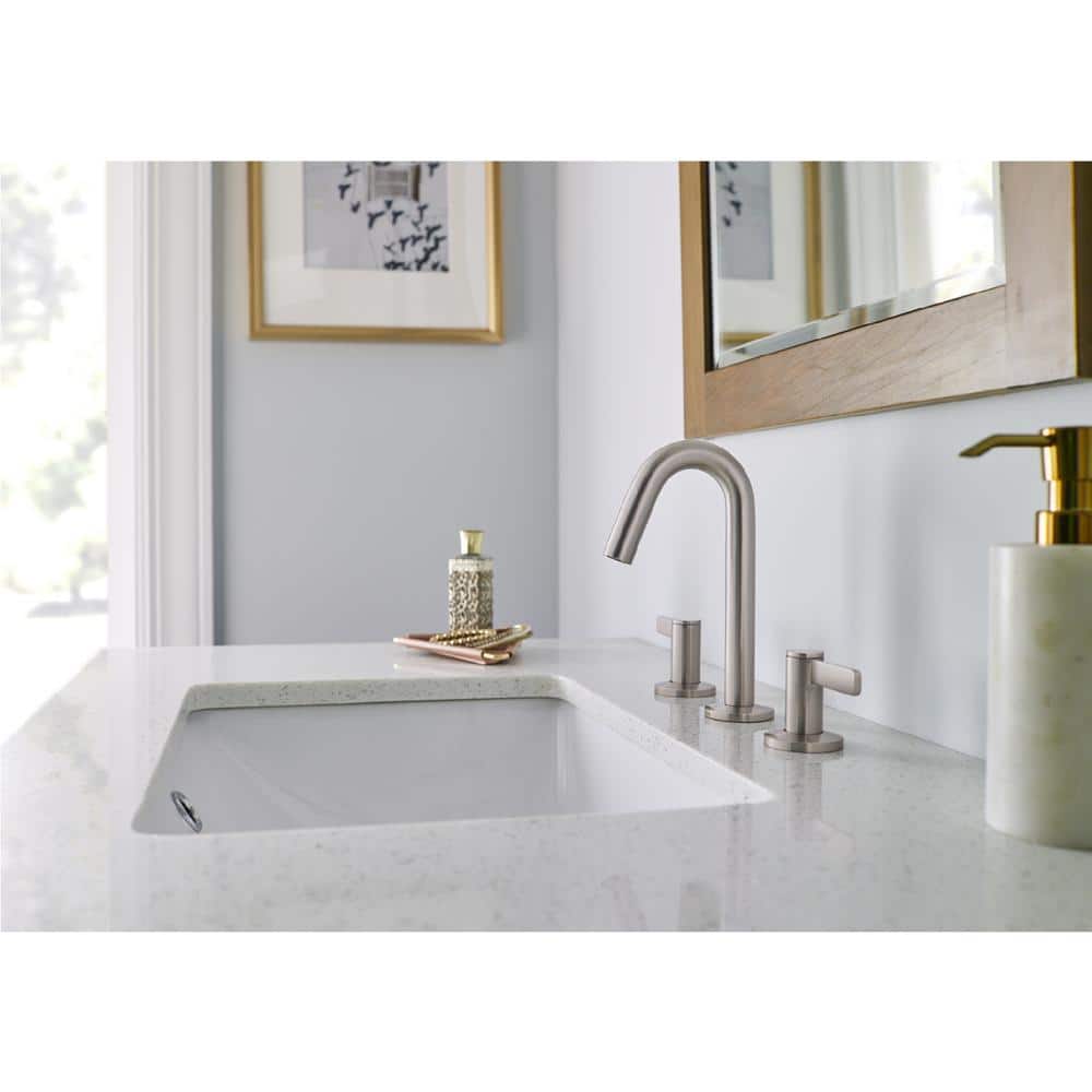 Amalfi Brushed Nickel Widespread Bathroom Faucet with Drain Assembly