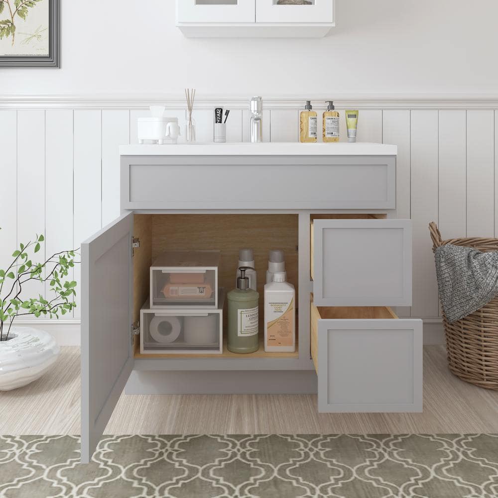 Gray Birch and Plywood Freestanding Single Bathroom Vanity