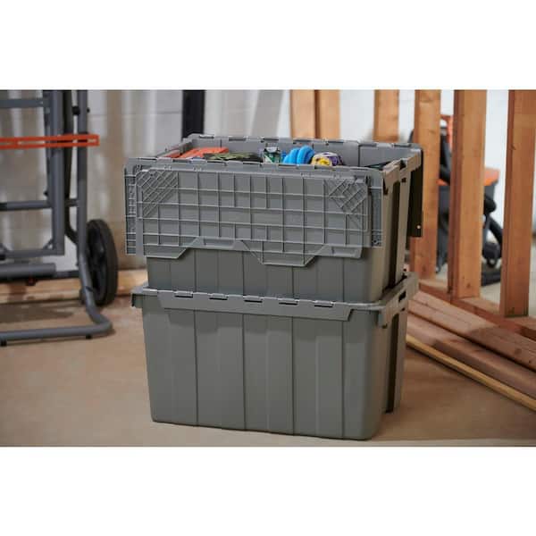 HDX 12 Gal. Commercial Flip Top Storage Tote in Gray 206202 - The Home Depot